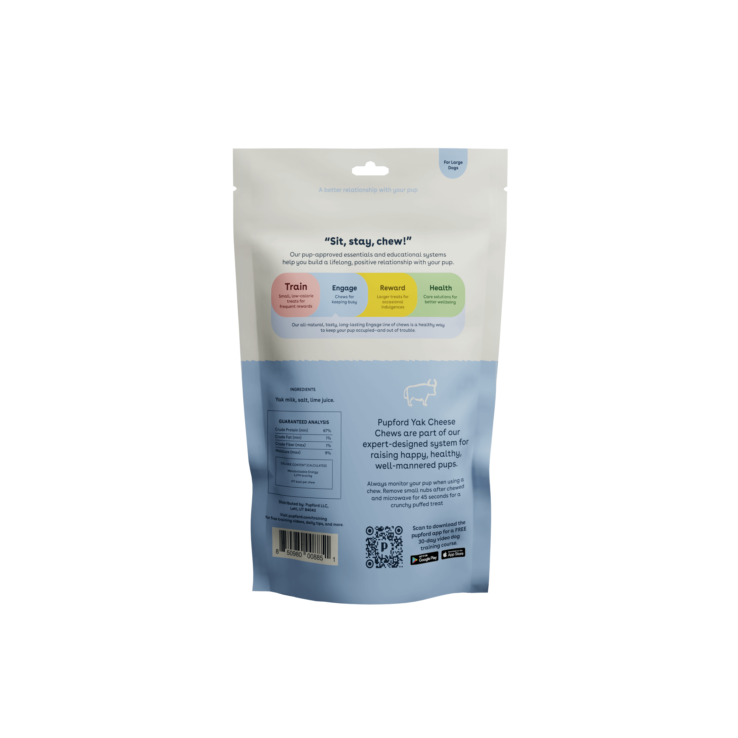 yak cheese dog chew back of bag jumbo | Pupford
