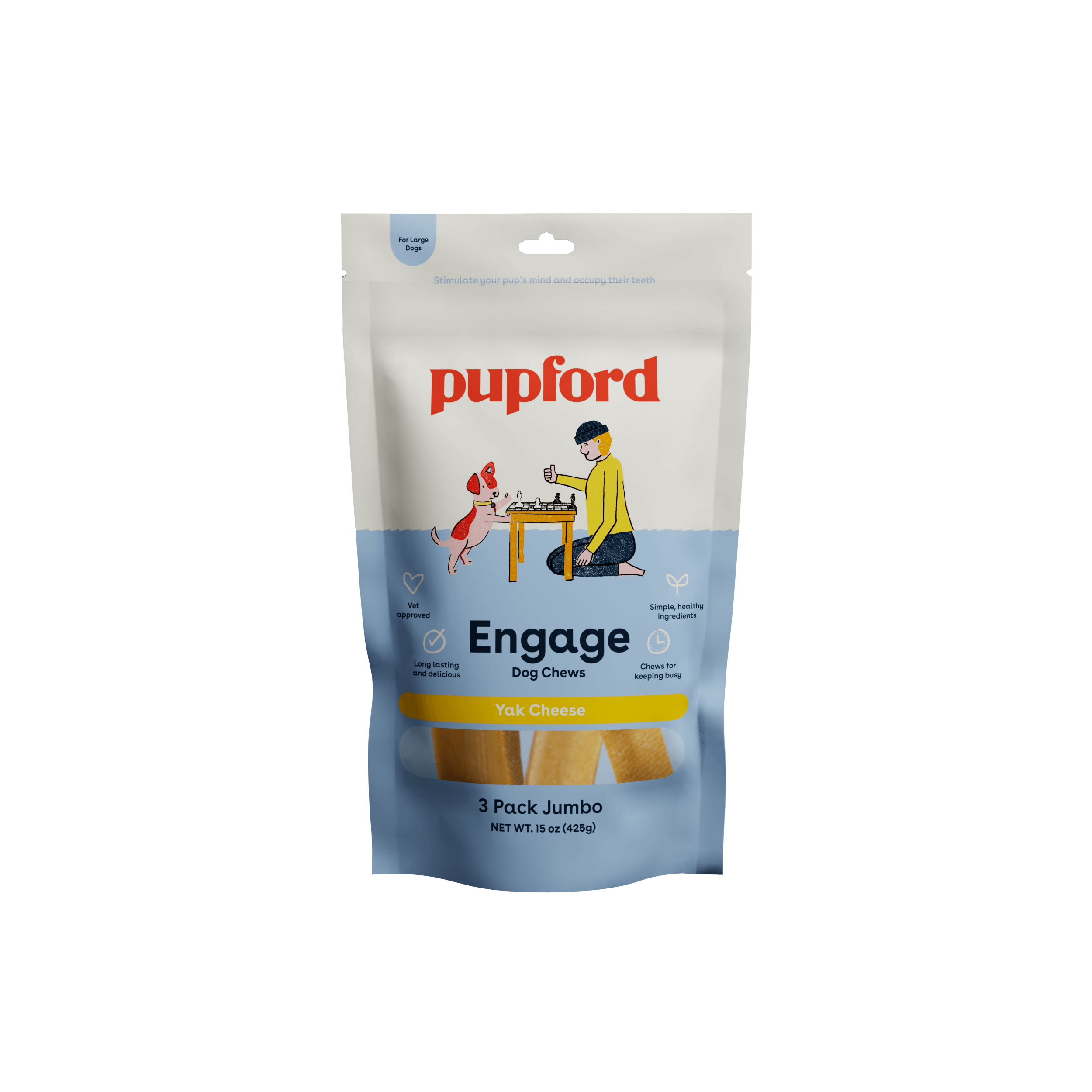 yak cheese dog chew front of bag jumbo 3 pack | Pupford