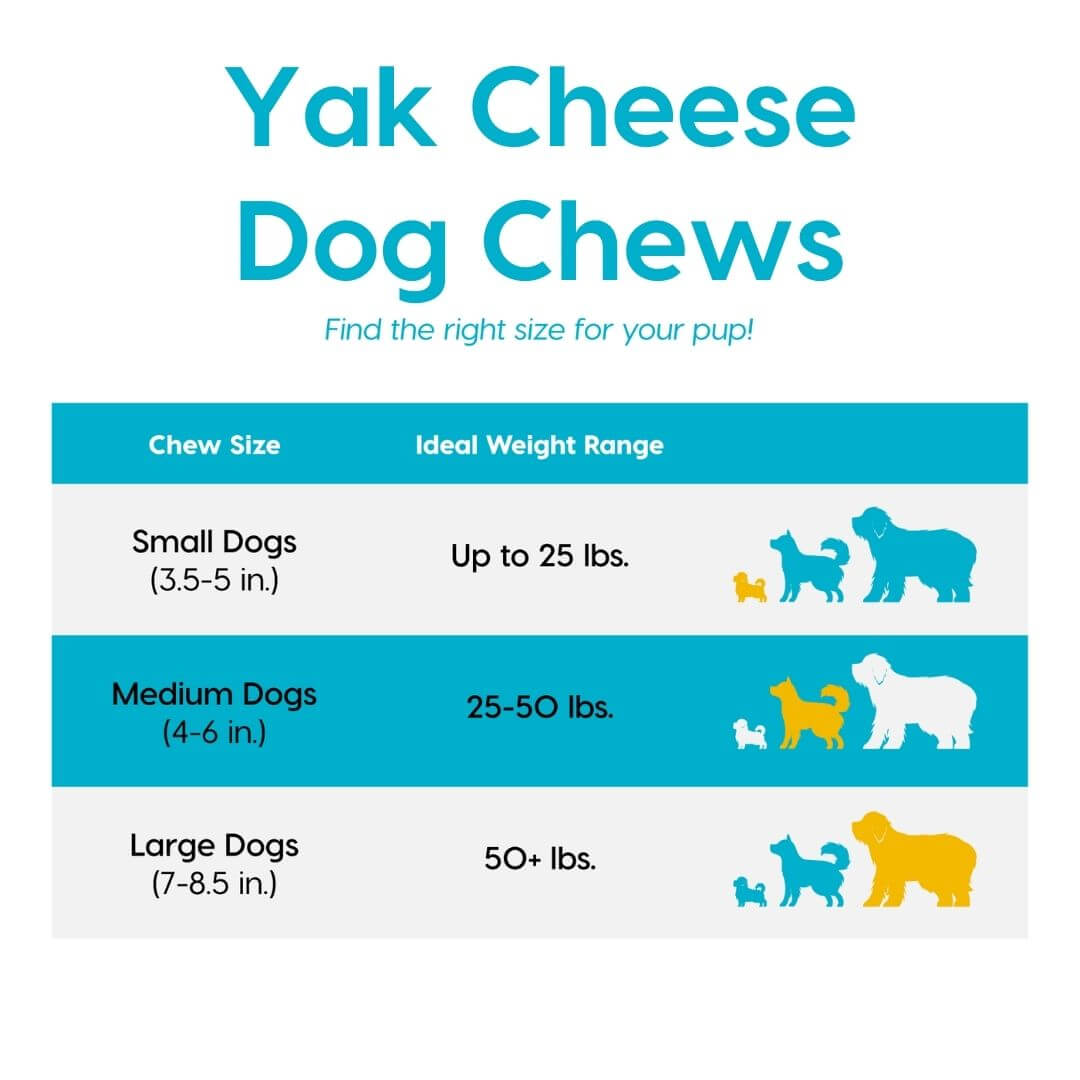yak cheese dog chews size chart | Pupford