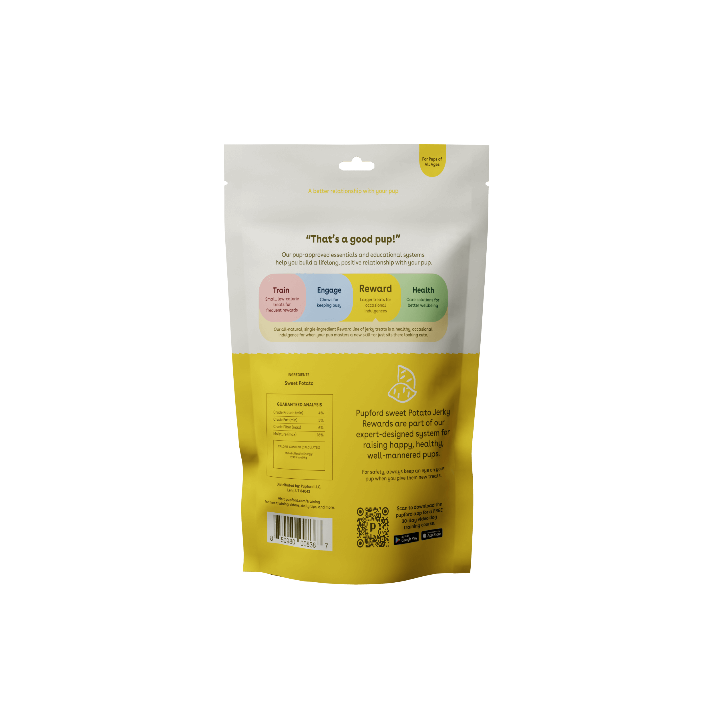 sweet potato jerky dog treats back of bag | Pupford