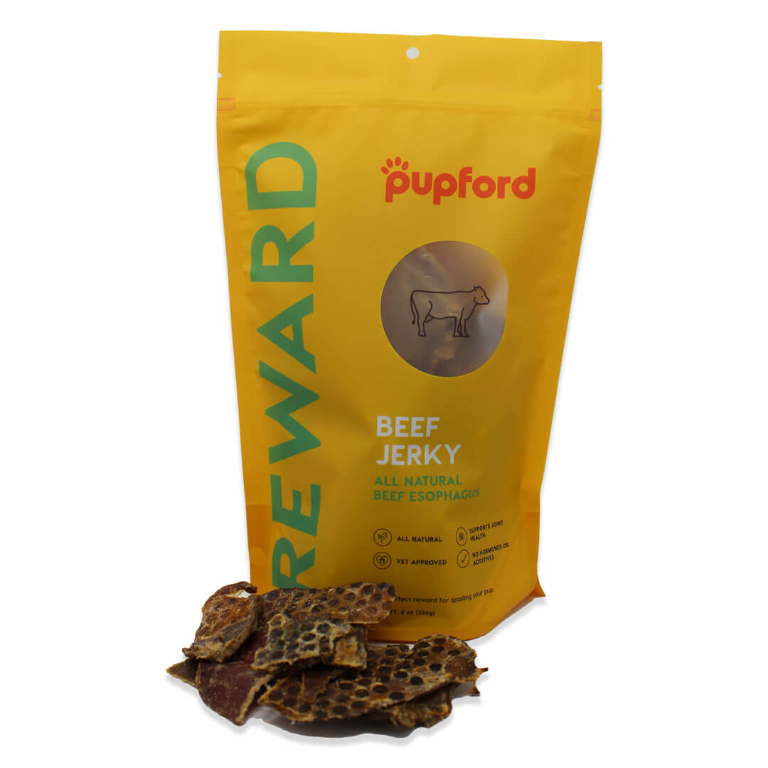 new-beef-jerky-in-front-of-bag-website | Pupford