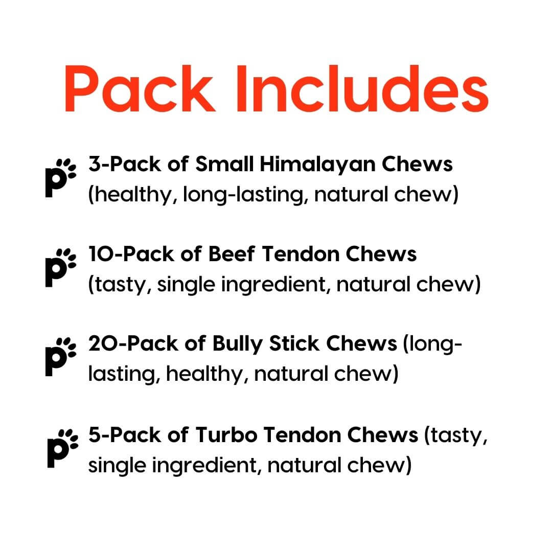 puppy and small dog chew mega pack inclusions | Pupford