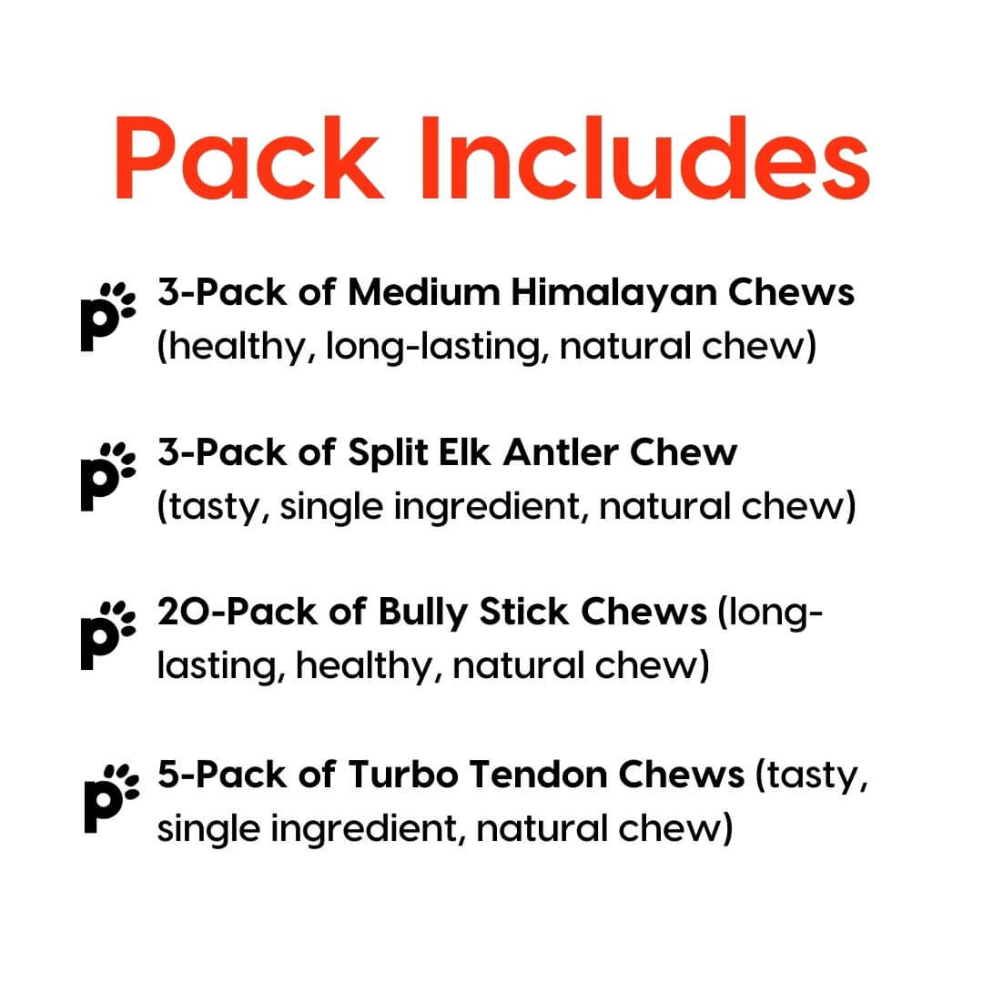 medium dog chew mega pack inclusions | Pupford