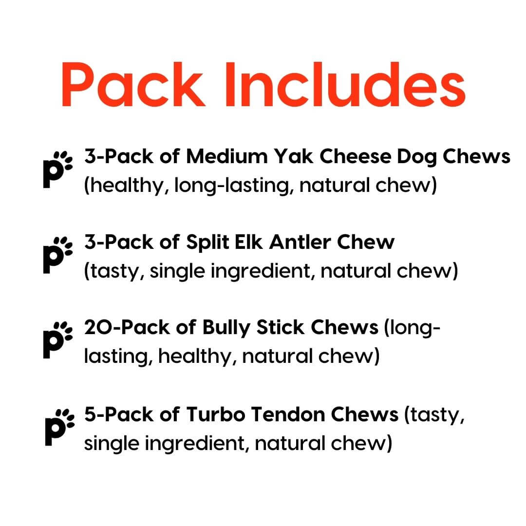 medium dog chew mega pack inclusions | Pupford