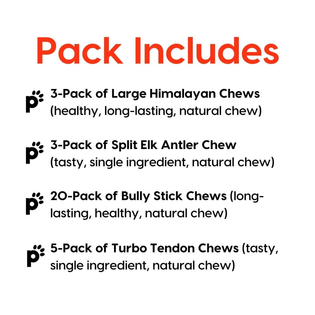 large dog chew mega pack inclusions | Pupford
