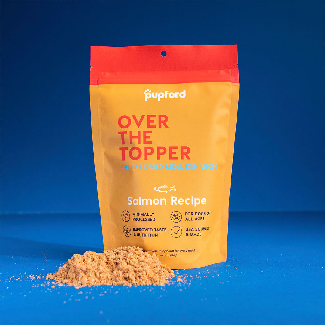 salmon over the topper in front of bag | Pupford