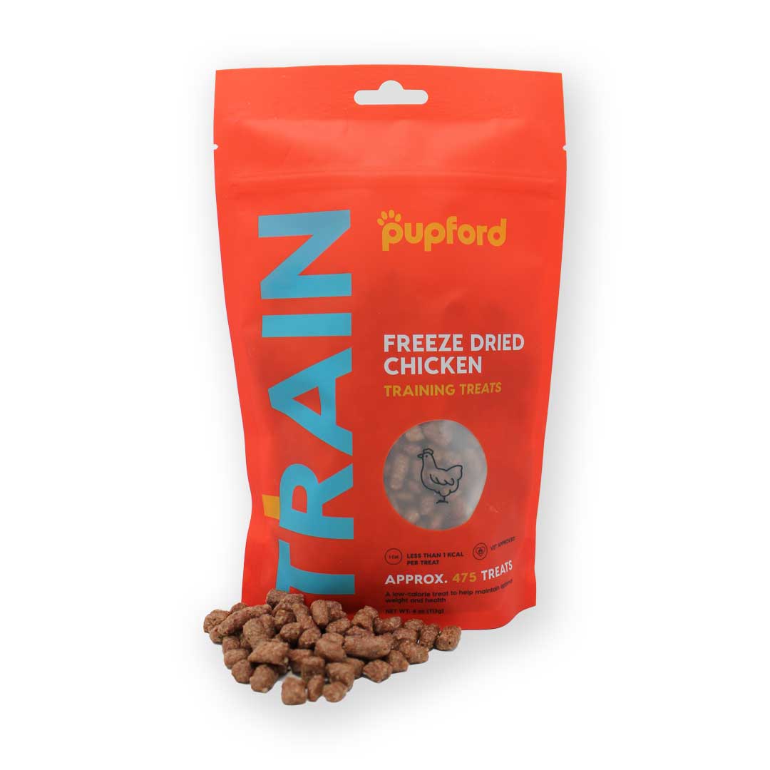 chicken-treats-in-front-of-bag | Pupford