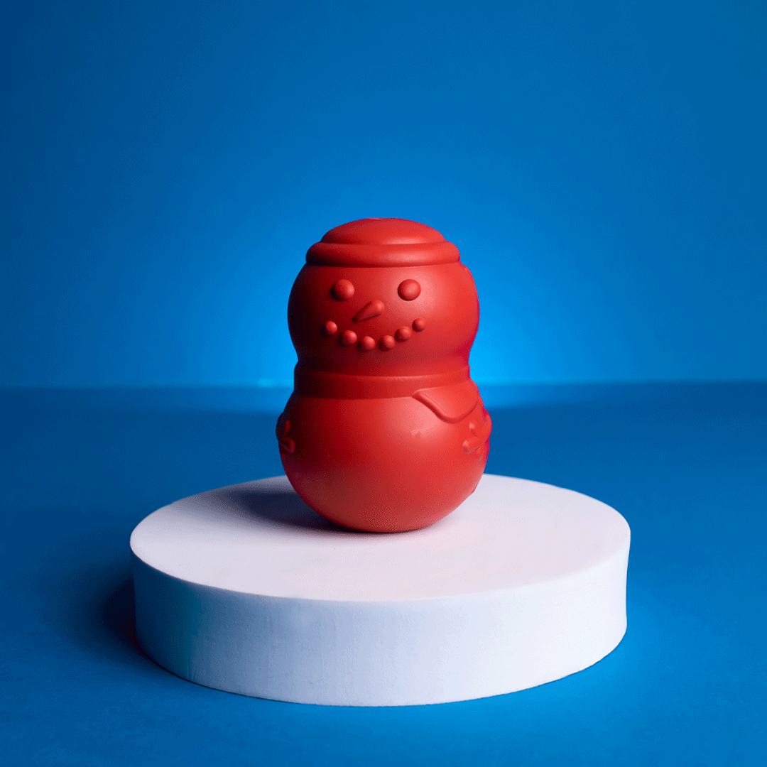 snowman toy on blue background | Pupford